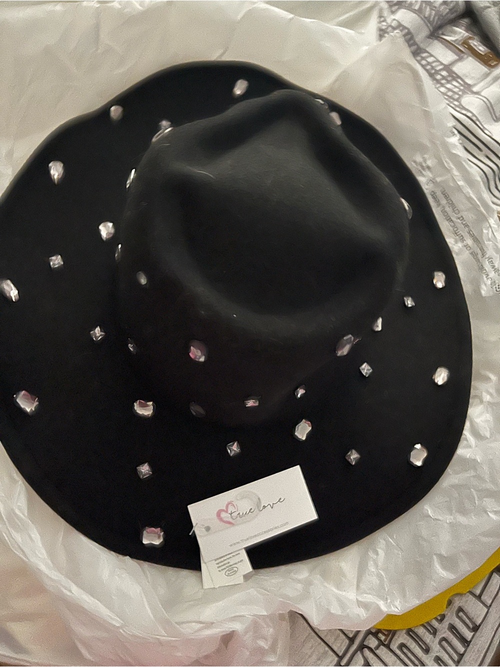 Black Embellished Women's Hat with Crystal Accents Brand New with tags - Picture 3 of 3